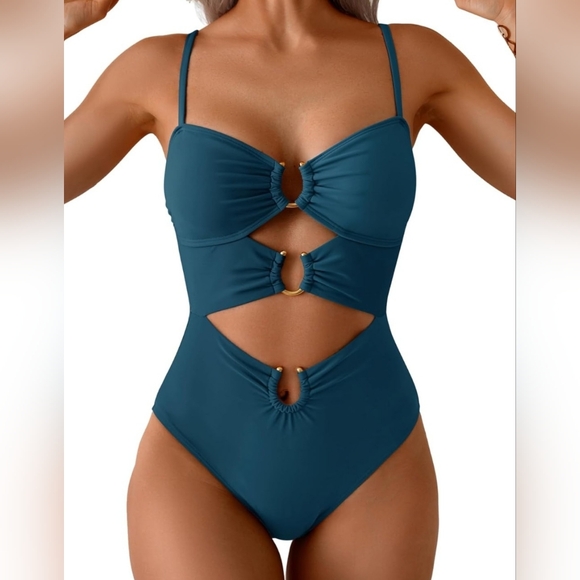 Eomenie Other - Eomenie Cutout One Piece Swimsuit Women's Large NWT Peacock Green